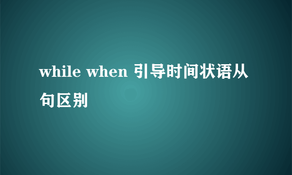 while when 引导时间状语从句区别