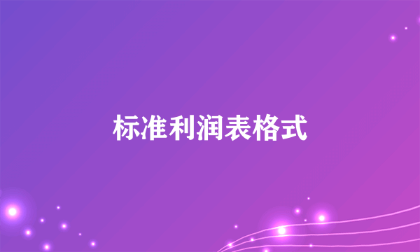 标准利润表格式