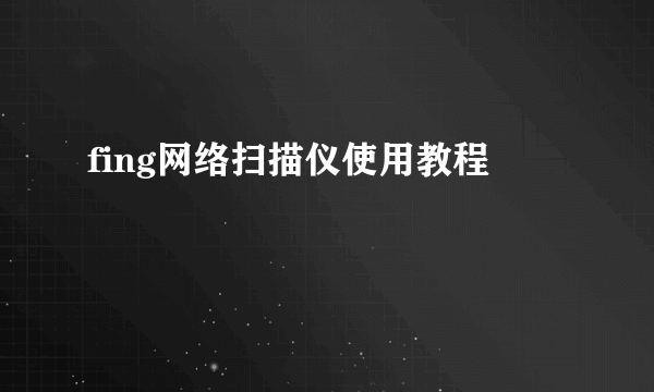 fing网络扫描仪使用教程