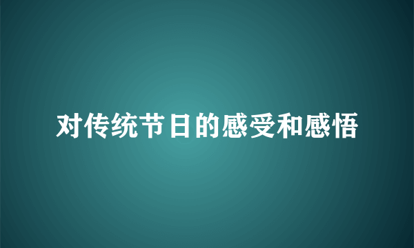对传统节日的感受和感悟