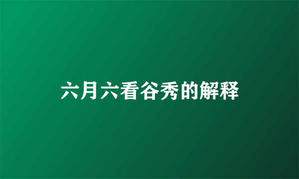 六月六看谷秀的解释