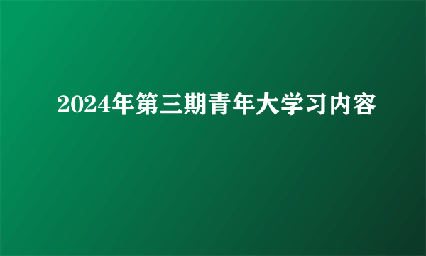 2024年第三期青年大学习内容