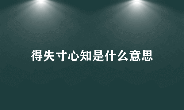 得失寸心知是什么意思