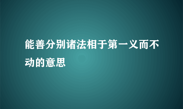 能善分别诸法相于第一义而不动的意思