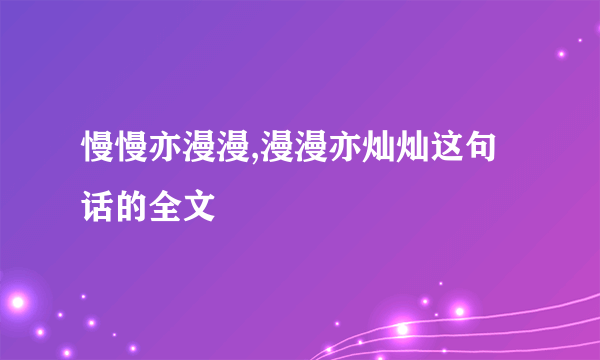 慢慢亦漫漫,漫漫亦灿灿这句话的全文