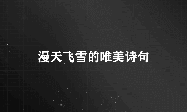 漫天飞雪的唯美诗句