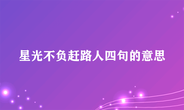 星光不负赶路人四句的意思