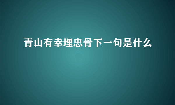 青山有幸埋忠骨下一句是什么