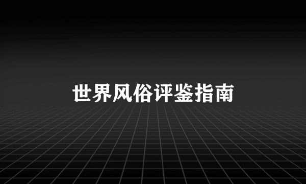 世界风俗评鉴指南