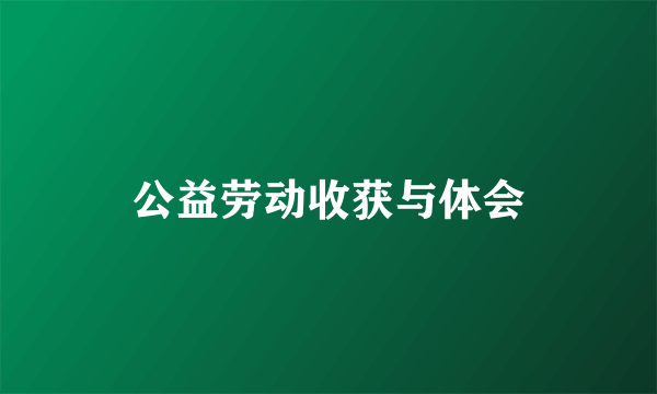 公益劳动收获与体会