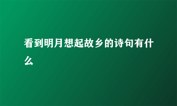 看到明月想起故乡的诗句有什么
