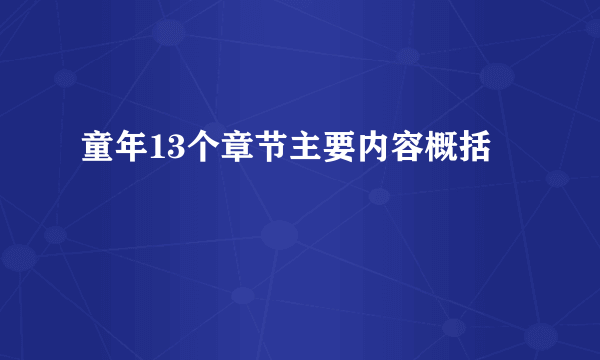童年13个章节主要内容概括