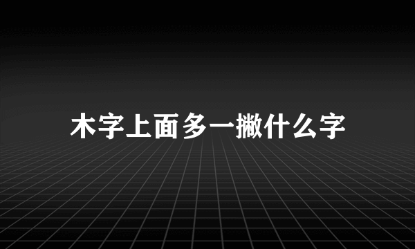 木字上面多一撇什么字