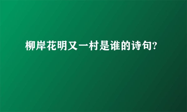 柳岸花明又一村是谁的诗句?