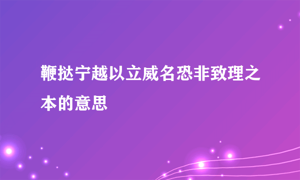 鞭挞宁越以立威名恐非致理之本的意思