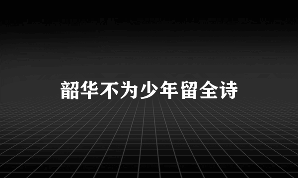 韶华不为少年留全诗