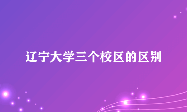 辽宁大学三个校区的区别