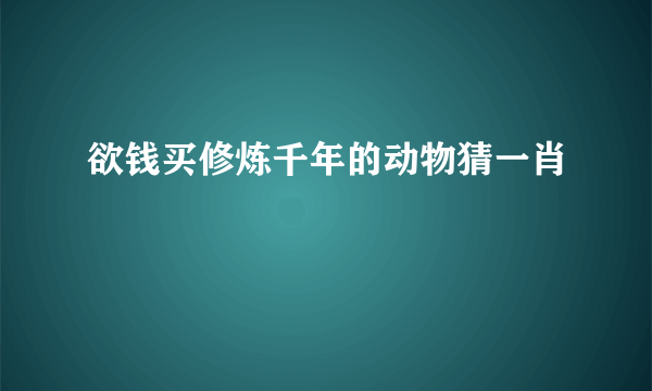 欲钱买修炼千年的动物猜一肖
