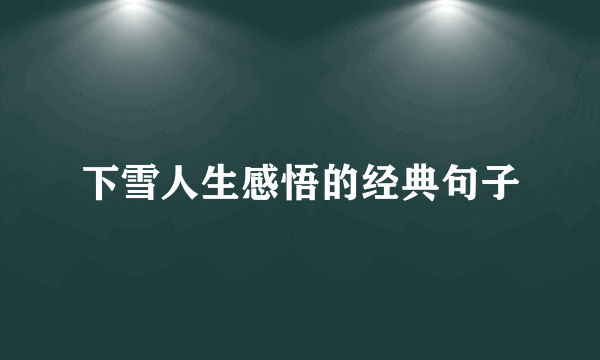 下雪人生感悟的经典句子
