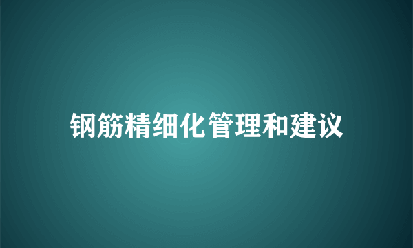 钢筋精细化管理和建议