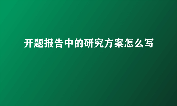 开题报告中的研究方案怎么写