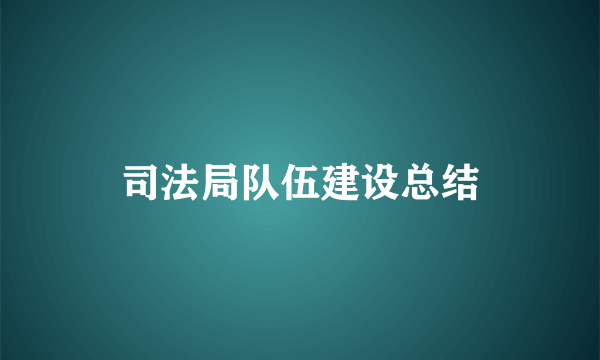 司法局队伍建设总结