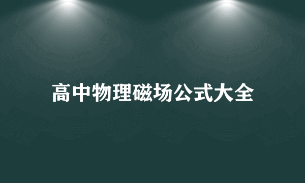 高中物理磁场公式大全
