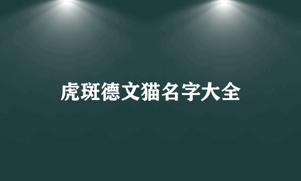 虎斑德文猫名字大全