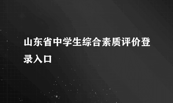 山东省中学生综合素质评价登录入口