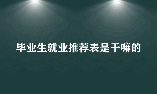 毕业生就业推荐表是干嘛的
