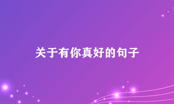 关于有你真好的句子