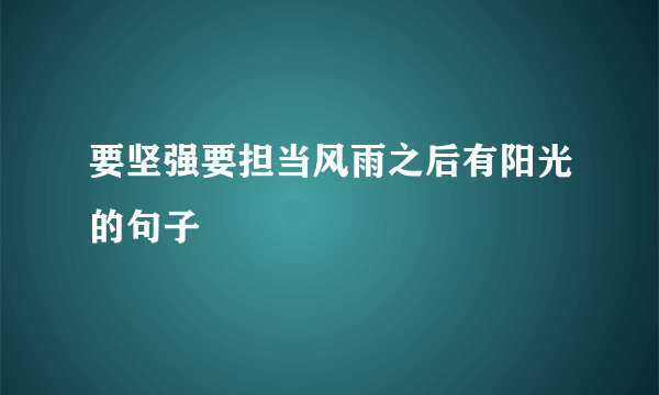 要坚强要担当风雨之后有阳光的句子