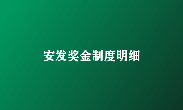 安发奖金制度明细