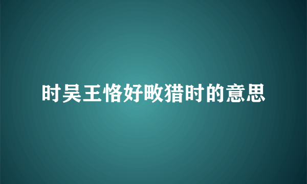 时吴王恪好畋猎时的意思