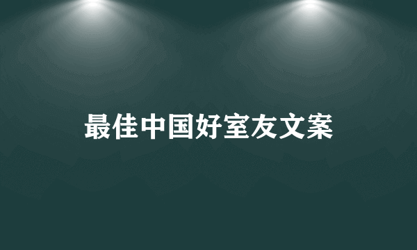 最佳中国好室友文案