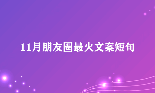11月朋友圈最火文案短句
