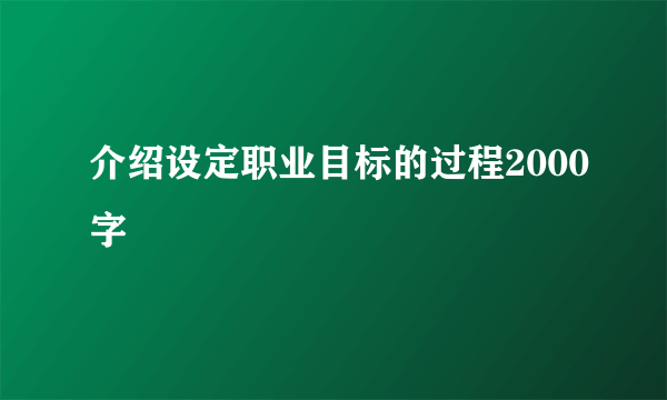 介绍设定职业目标的过程2000字