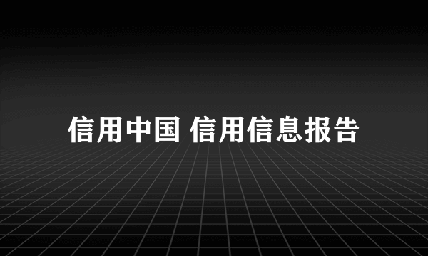 信用中国 信用信息报告