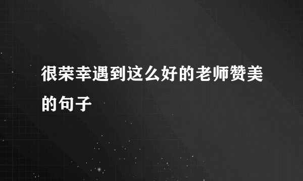 很荣幸遇到这么好的老师赞美的句子