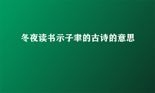 冬夜读书示子聿的古诗的意思
