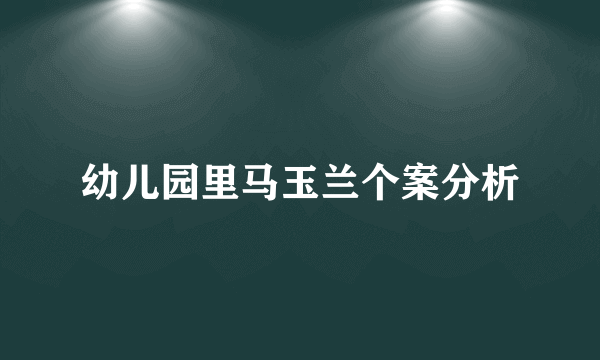 幼儿园里马玉兰个案分析
