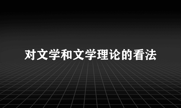 对文学和文学理论的看法