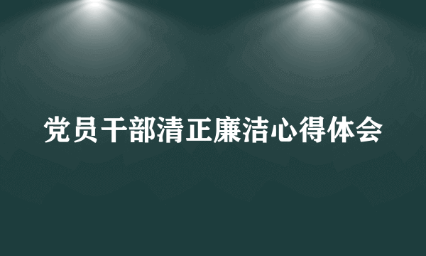 党员干部清正廉洁心得体会