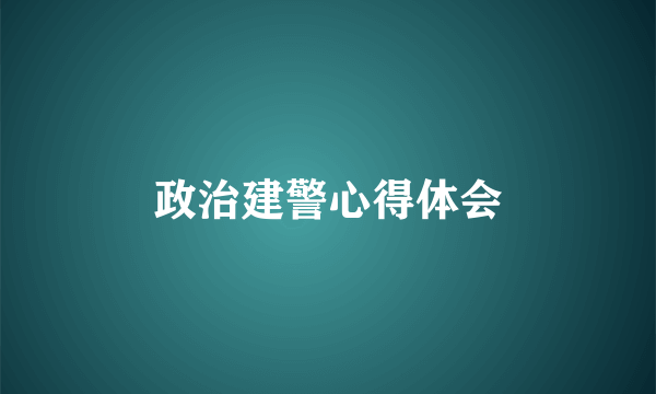 政治建警心得体会