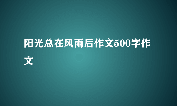 阳光总在风雨后作文500字作文