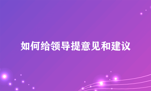 如何给领导提意见和建议