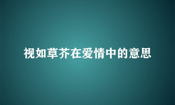 视如草芥在爱情中的意思