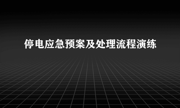 停电应急预案及处理流程演练