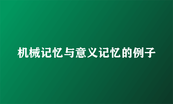 机械记忆与意义记忆的例子