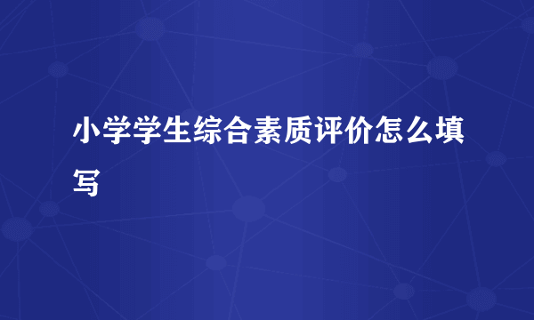 小学学生综合素质评价怎么填写